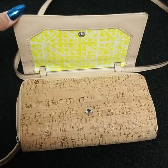 Stella & Dot Cork Crossbody Bag Geometric Design - Picture 5 of 13